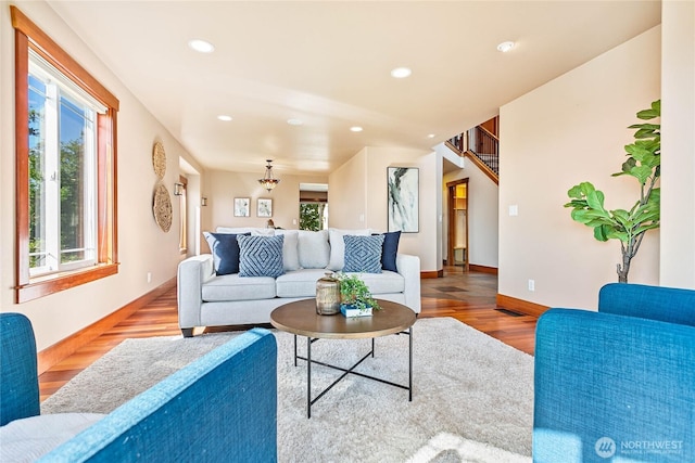 3276 Spyglass Dr, Bellingham, WA 98226 - living room with wood finished floors, recessed lighting, and baseboards
