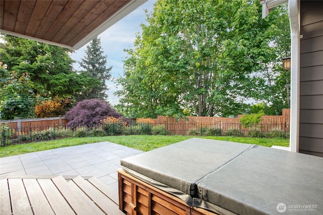 3276 Spyglass Dr, Bellingham, WA 98226 - wooden terrace with a patio and a hot tub