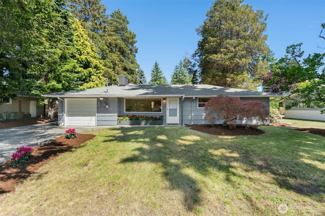 20608 1st Ave S, Des Moines, WA 98198 - single story home featuring a garage, driveway, a front yard, and a chimney
