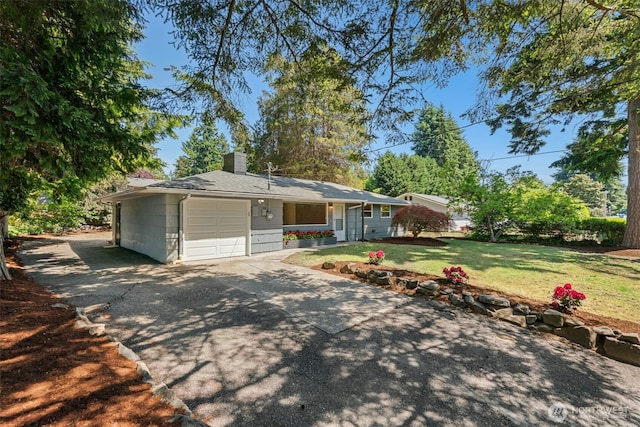 20608 1st Ave S, Des Moines, WA 98198 - ranch-style home featuring driveway, a chimney, an attached garage, and a front yard