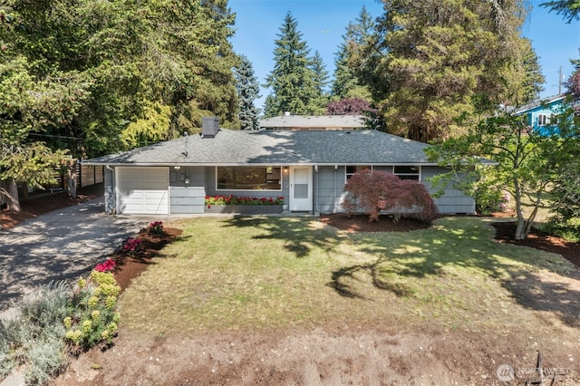 20608 1st Ave S, Des Moines, WA 98198 - ranch-style home with asphalt driveway, an attached garage, roof with shingles, and a front yard