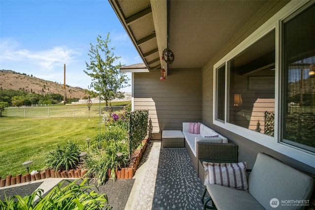 6132 Entiat River Rd, Entiat, WA 98822 - balcony featuring outdoor lounge area and a mountain view