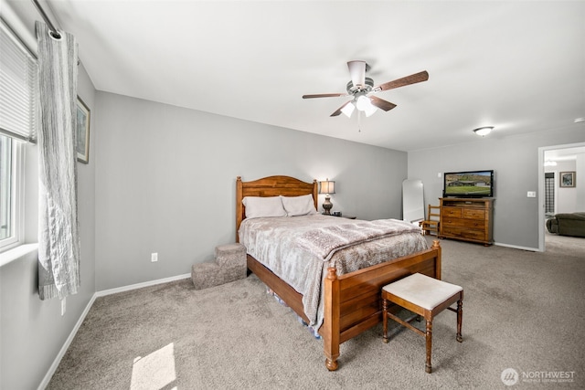 6132 Entiat River Rd, Entiat, WA 98822 - bedroom featuring light carpet, baseboards, and a ceiling fan
