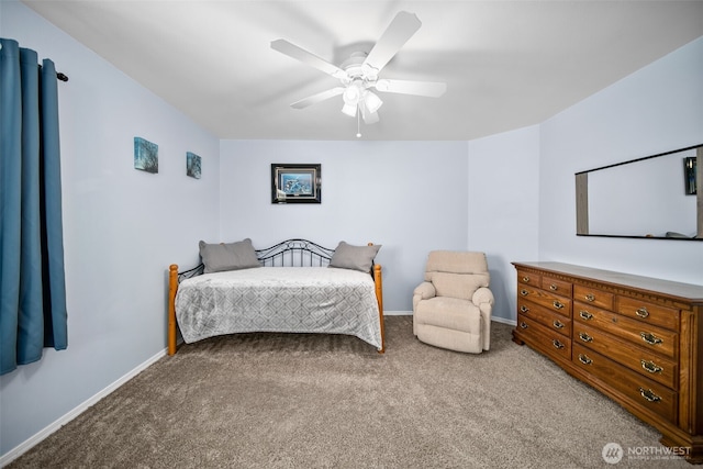 6132 Entiat River Rd, Entiat, WA 98822 - carpeted bedroom with baseboards and a ceiling fan