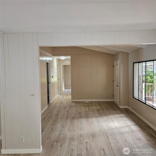 7031 NE 175th St Unit 20, Kenmore, WA 98028 - unfurnished room with light wood finished floors, wooden walls, and baseboards