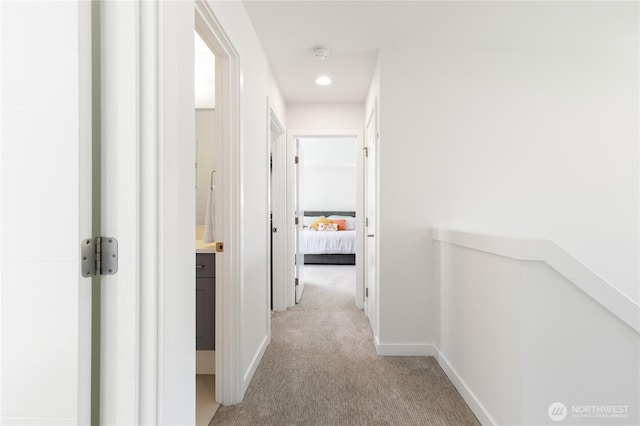 2736 SW Holden St, Seattle, WA 98126 - hall featuring light carpet and an upstairs landing