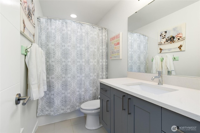 2736 SW Holden St, Seattle, WA 98126 - full bathroom with vanity, tile patterned flooring, and recessed lighting