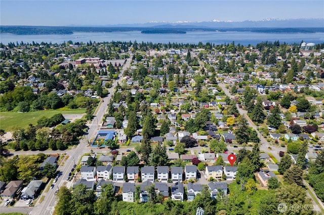 2736 SW Holden St, Seattle, WA 98126 - aerial overview of property's location featuring a water and mountain view