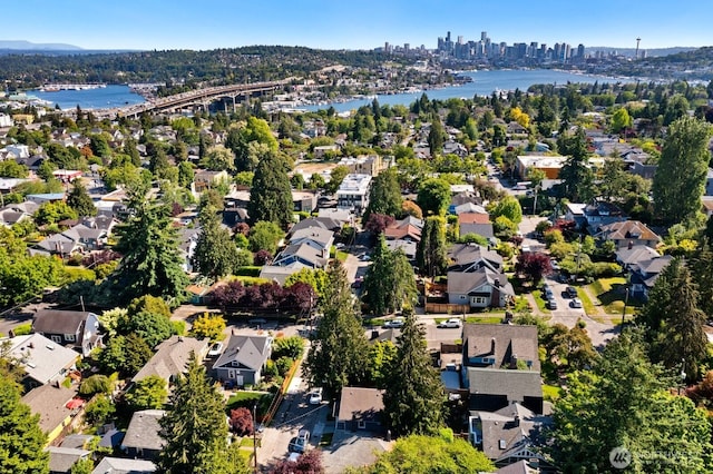4607 1st Ave NE, Seattle, WA 98105 - aerial overview of property's location with a large body of water, a notable bridge, and nearby suburban area
