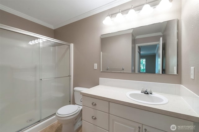 2198 Palisade Blvd Unit C2, Dupont, WA 98372 - full bath with vanity, ornamental molding, a shower stall, and toilet