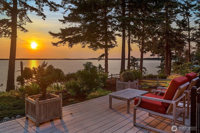 2 Edgewater Dr, Camano Island, WA 98282 - wooden deck featuring a water view