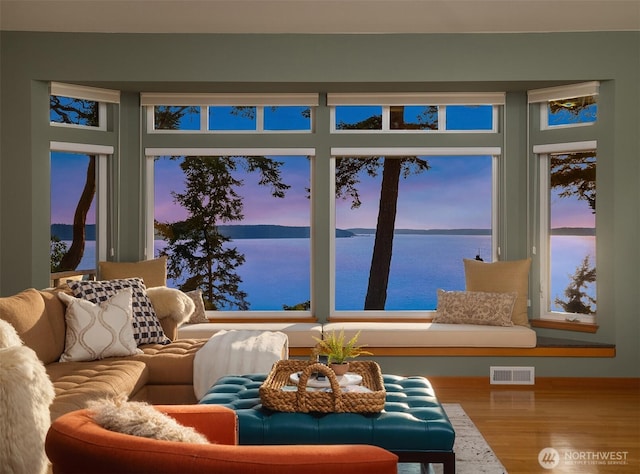 2 Edgewater Dr, Camano Island, WA 98282 - living room with a water view and wood finished floors