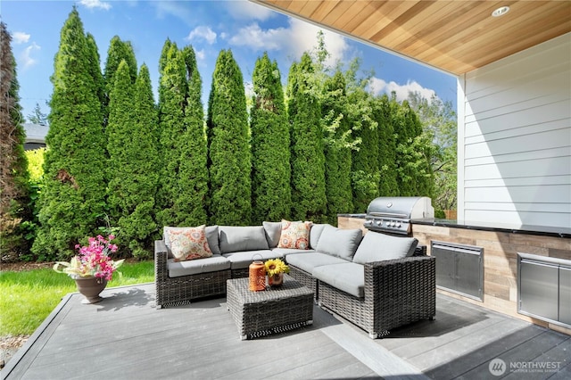 12811 SE 44th Pl, Bellevue, WA 98006 - wooden terrace with outdoor lounge area