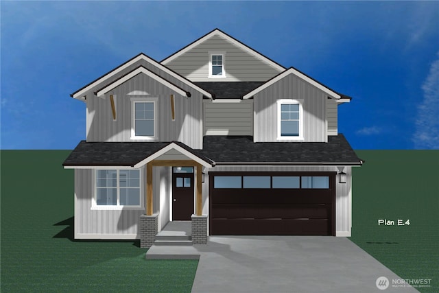 5942LOT47 Ranch Loop, Ferndale, WA 98248 - view of front of property with driveway, roof with shingles, a garage, and board and batten siding