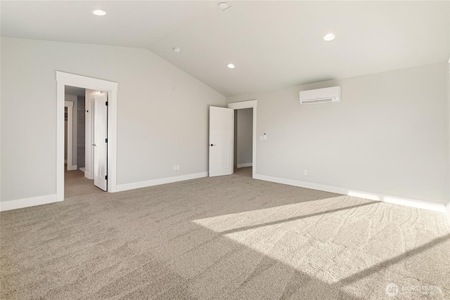 5942LOT47 Ranch Loop, Ferndale, WA 98248 - unfurnished bedroom with carpet, lofted ceiling, baseboards, recessed lighting, and a wall mounted AC