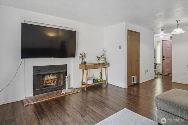 2209 Mciver Ct SW, Tumwater, WA 98512 - living area featuring wood finished floors, a fireplace with raised hearth, and baseboards