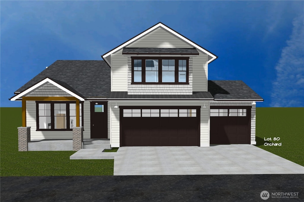 2605LOT80 Longhorn Ln, Ferndale, WA 98248 - view of front facade featuring driveway, a garage, an attached garage, and roof with shingles