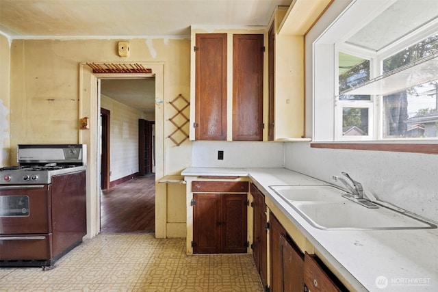 208 Carolina St, Bellingham, WA 98225 - kitchen with gas stove, light countertops, and a sink