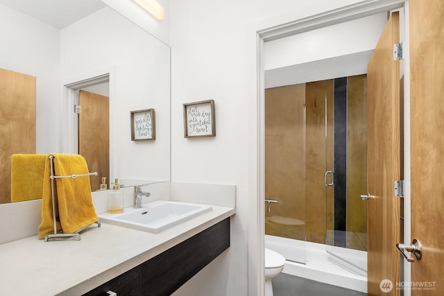 8622 NE 177th Pl, Bothell, WA 98011 - bathroom featuring toilet, vanity, and a shower stall