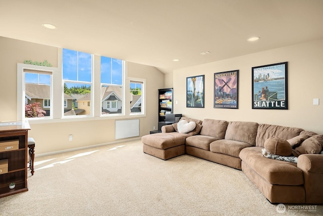 27528 SE 28th Ct, Sammamish, WA 98075 - living area featuring carpet flooring, recessed lighting, and baseboards