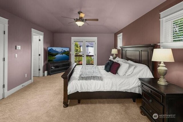 28816 118th Ave SE, Auburn, WA 98092 - bedroom featuring access to exterior, light carpet, multiple windows, and french doors