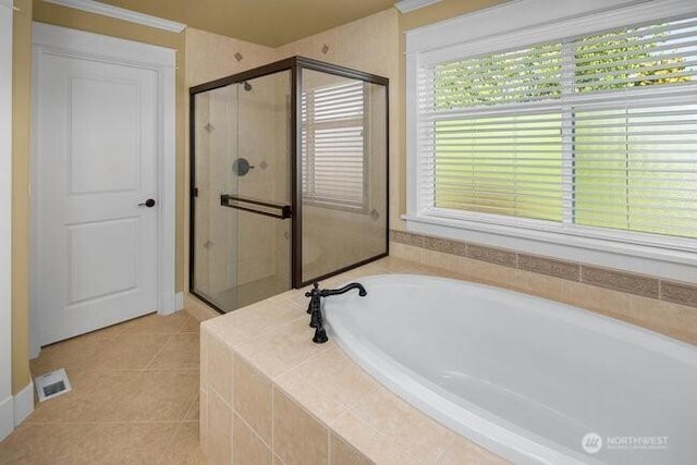 28816 118th Ave SE, Auburn, WA 98092 - full bathroom featuring a garden tub, a stall shower, and tile patterned floors
