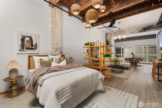 1505 11th Ave Unit 310, Seattle, WA 98122 - bedroom with wood ceiling with exposed beams and wood finished floors