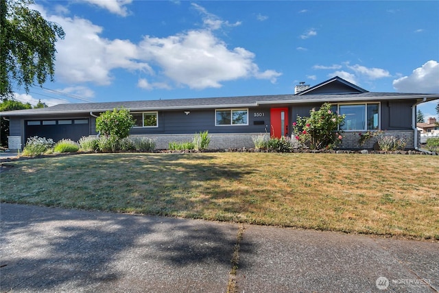 5501 N 14th St, Tacoma, WA 98406 - single story home with a garage, a front yard, and a chimney