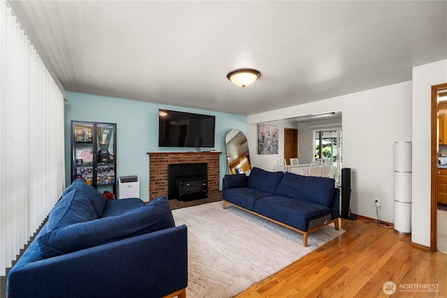 28624 27th Pl S, Federal Way, WA 98003 - living area featuring light wood-type flooring and a brick fireplace