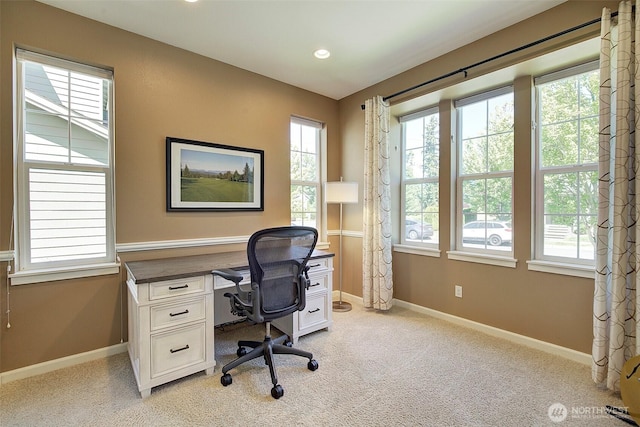 24817 SE 13th Pl, Sammamish, WA 98075 - home office with healthy amount of natural light, light colored carpet, baseboards, and recessed lighting
