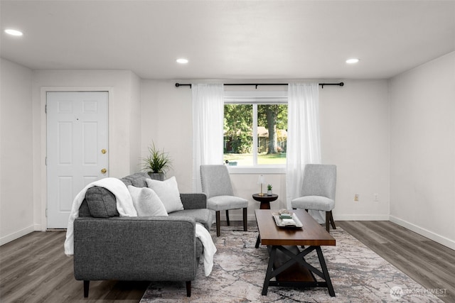 8517 188th Ct E, Puyallup, WA 98375 - living area featuring wood finished floors, recessed lighting, and baseboards