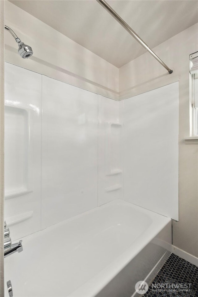 4006 147th Pl SE, Bellevue, WA 98006 - full bath featuring tile patterned flooring,  shower combination, and baseboards