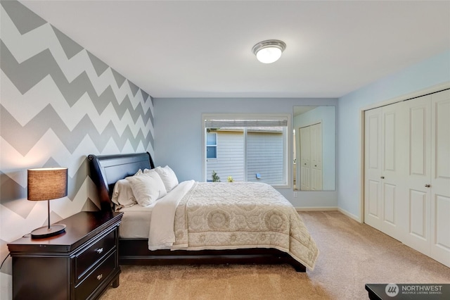 3623 148th St SE, Mill Creek, WA 98012 - bedroom featuring an accent wall, light colored carpet, and baseboards