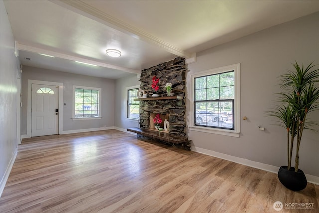 18005 Burn Rd, Arlington, WA 98223 - unfurnished living room with light wood-type flooring and baseboards