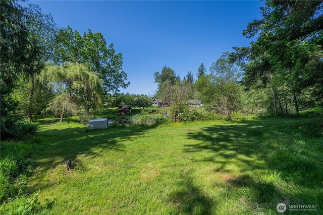 18005 Burn Rd, Arlington, WA 98223 - view of green lawn featuring a storage shed