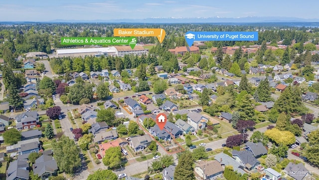 914 N Cedar St, Tacoma, WA 98406 - aerial view of property and surrounding area with nearby suburban area