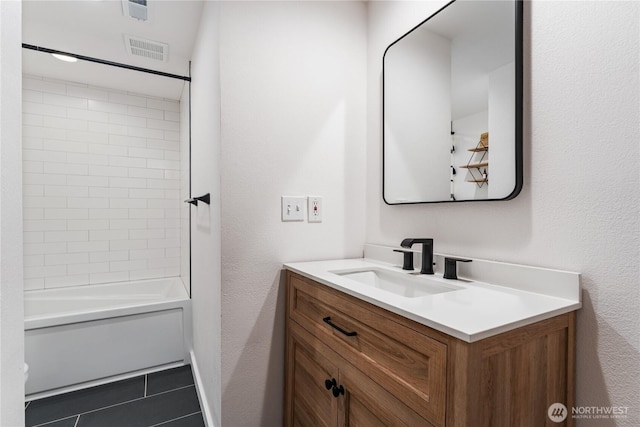 5721 Mountain Lane Rd, Peshastin, WA 98847 - bathroom featuring vanity, shower / tub combination, and tile patterned floors