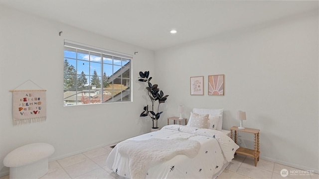11405 SE 65th St, Bellevue, WA 98006 - bedroom with tile patterned floors, baseboards, and recessed lighting