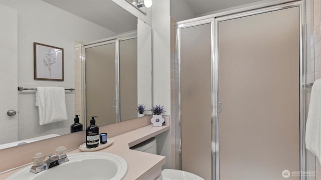 11405 SE 65th St, Bellevue, WA 98006 - full bath with vanity, a shower stall, and toilet