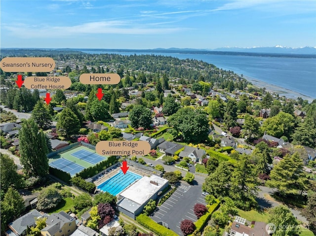 1536 NW 100th St, Seattle, WA 98177 - aerial view of a nearby body of water and a pool area