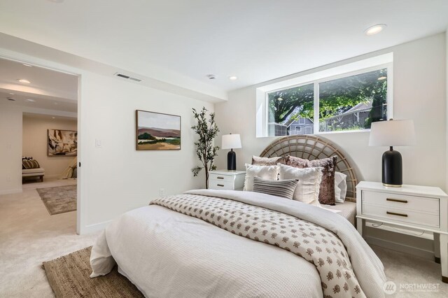 21602 49th Pl W, Mountlake Terrace, WA 98043 - bedroom with light colored carpet, recessed lighting, and baseboards
