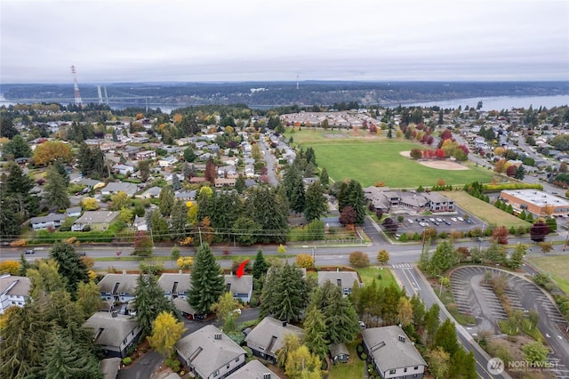 5822 N 35th St Unit C9, Tacoma, WA 98407 - aerial perspective of suburban area with a nearby body of water