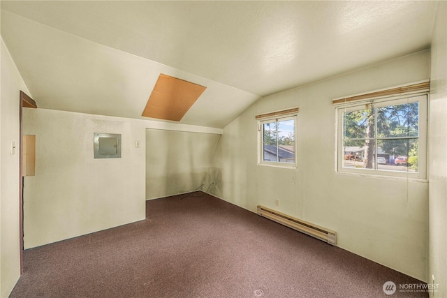 1416 S 88th St, Tacoma, WA 98444 - bonus room with a baseboard radiator, carpet, electric panel, and lofted ceiling
