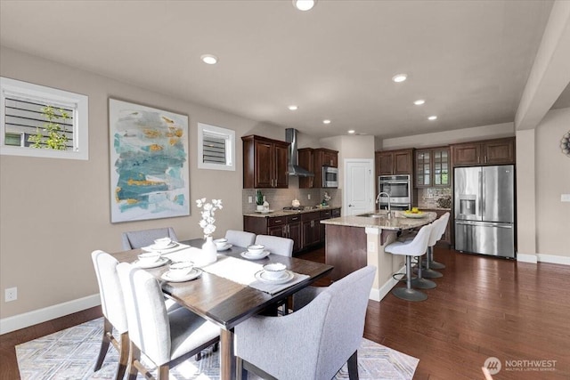 17518 39th Ave SE, Bothell, WA 98012 - dining area with baseboards, recessed lighting, and dark wood-style flooring
