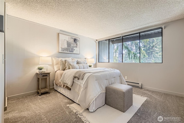 6268 137th Pl NE Unit 244, Redmond, WA 98052 - bedroom featuring baseboard heating, carpet flooring, a textured ceiling, and baseboards