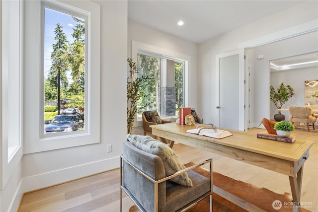 14511 SE 21st Pl, Bellevue, WA 98007 - office area with baseboards, recessed lighting, and wood finished floors