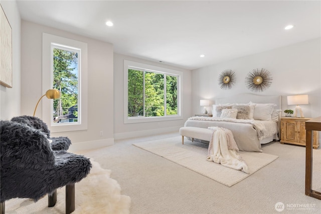 14511 SE 21st Pl, Bellevue, WA 98007 - bedroom featuring light colored carpet, recessed lighting, and baseboards