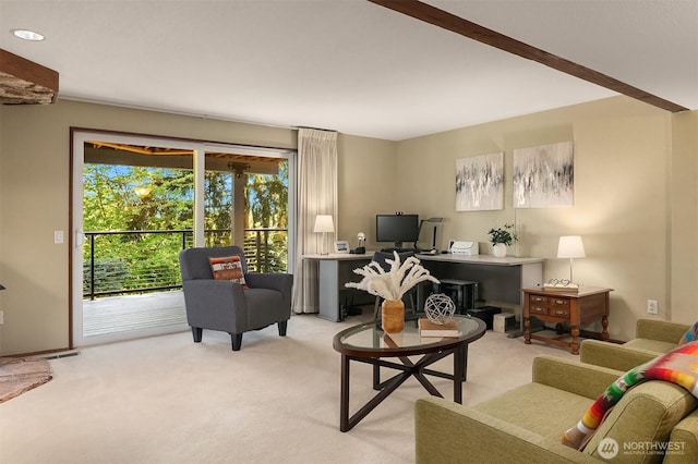 4906 157th Ave SE, Bellevue, WA 98006 - living area featuring light carpet and an office area
