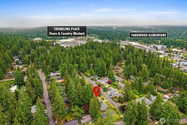 14817 Fremont Ave N, Shoreline, WA 98133 - aerial overview of property's location with a forest