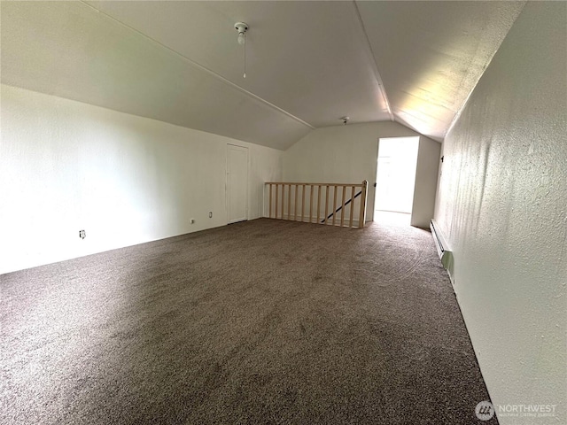 381 Trillium Ave, Forks, WA 98331 - additional living space with vaulted ceiling, baseboard heating, and carpet flooring